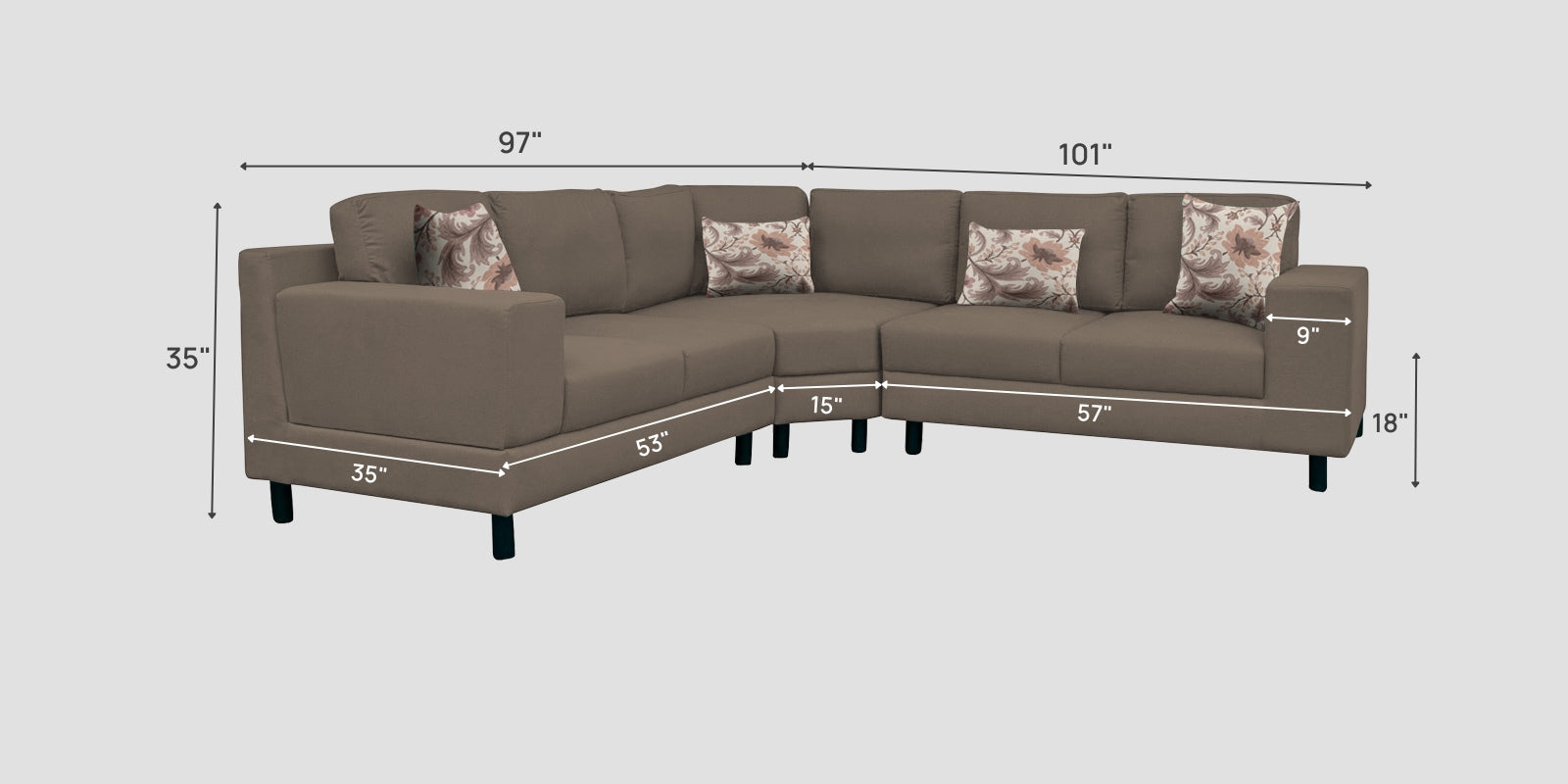 Betty Fabric 6 Seater LHS Corner sofa In Hazel Beige Colour - Febonic Living