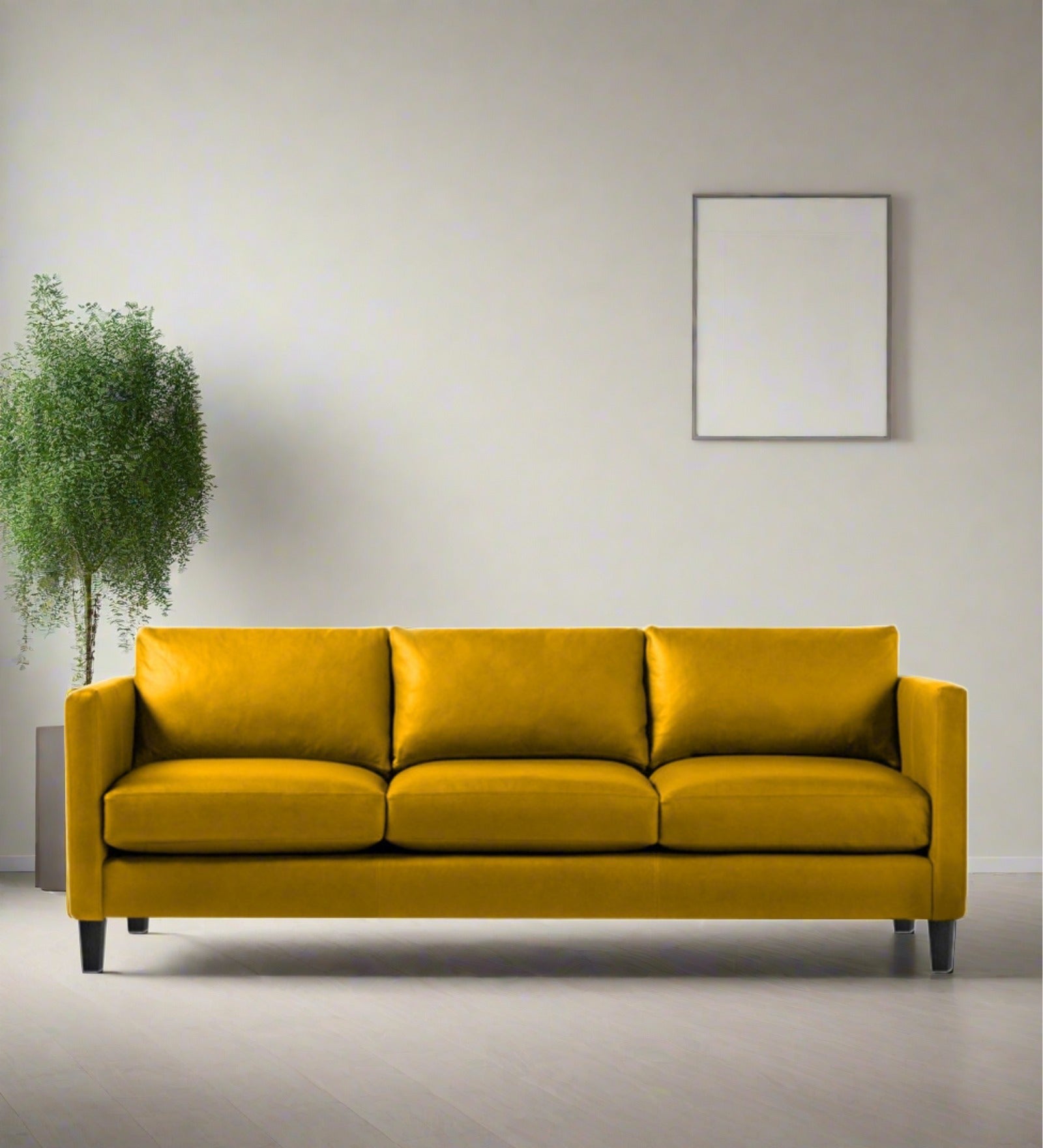 Livi Leatherette 3 Seater Sofa In Lama Yellow Colour - Febonic Living