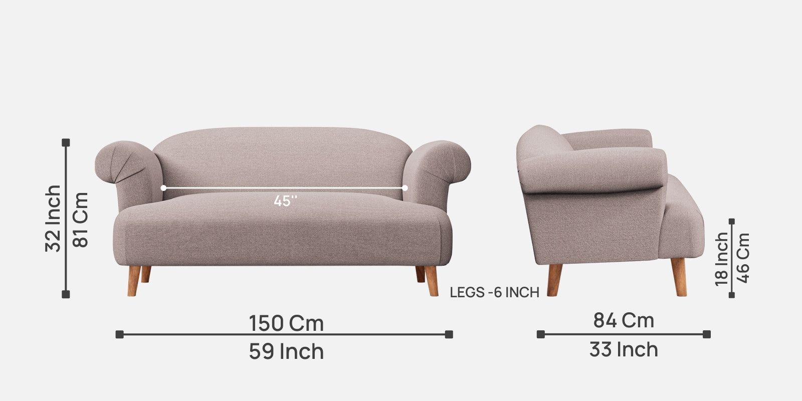 Barber Fabric 2 Seater Sofa In Almond Beige Colour - Febonic Living