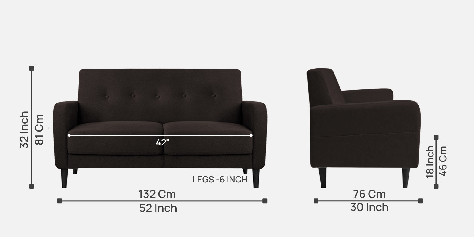 Marq Fabric 2 Seater Sofa In Cara Brown Colour - Febonic Living