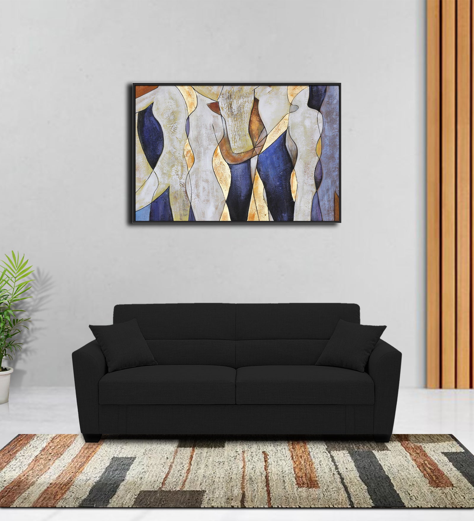 Bony Fabric 3 Seater Convertible Sofa Cum Bed In Heather Black Colour - Febonic Living