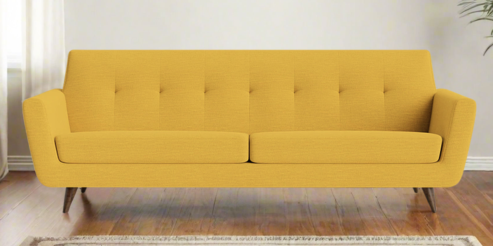 Jasmin Fabric 3 Seater Sofa In Bold Yellow Colour - Febonic Living