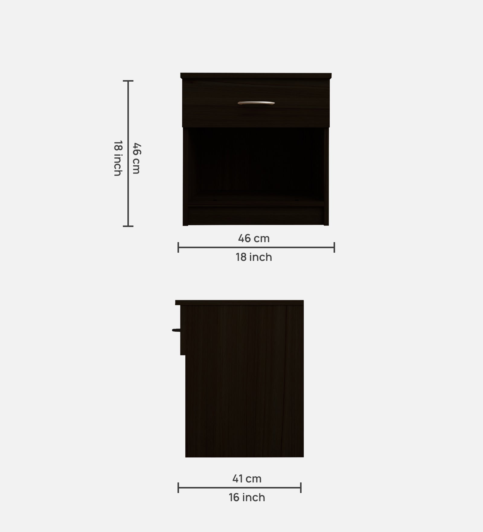 Zeebo Bedside Table With Drawer in Wenge Finish - Febonic Living