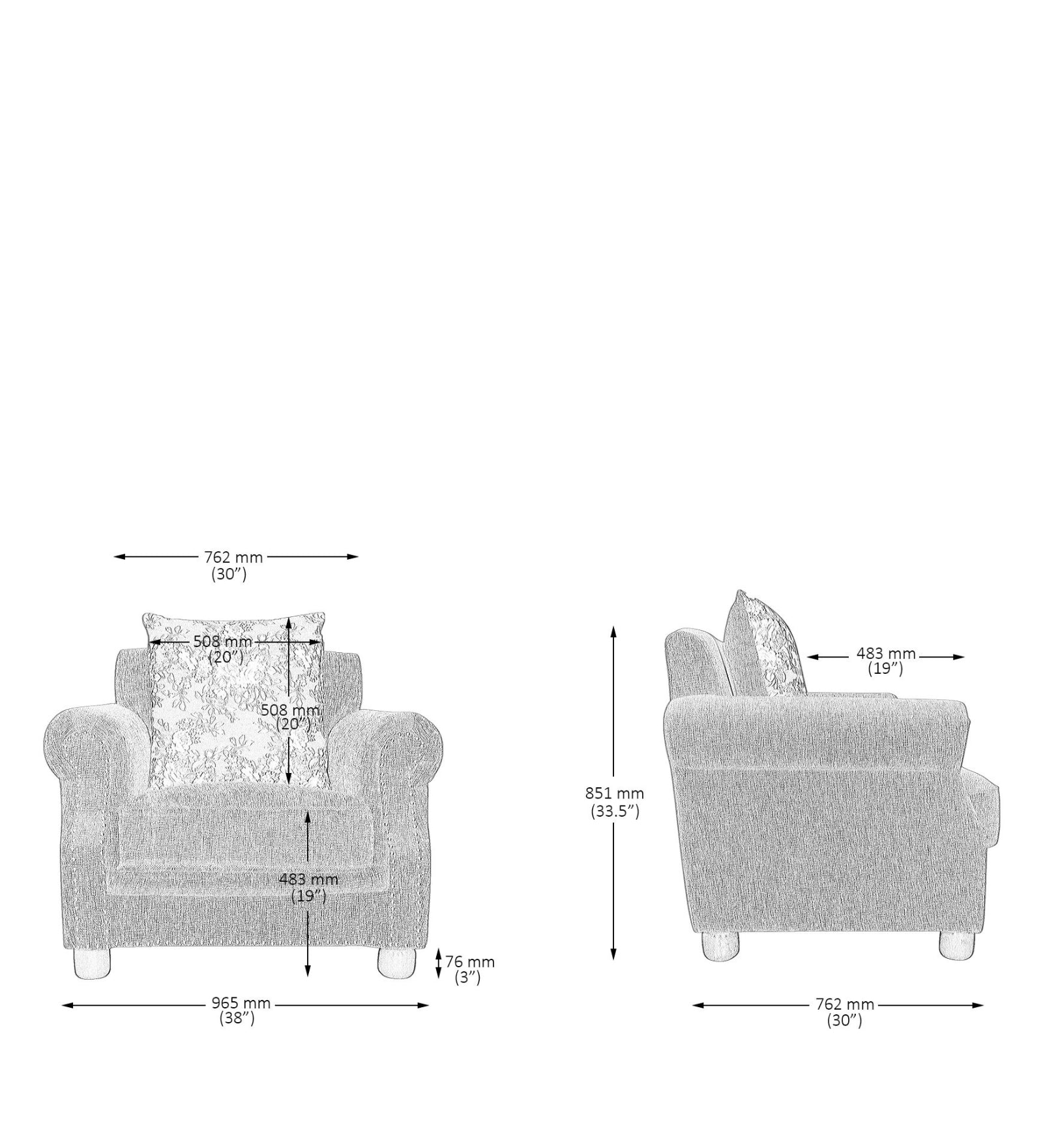 Muba Fabric 1 Seater Sofa In Royal Blue Colour - Febonic Living