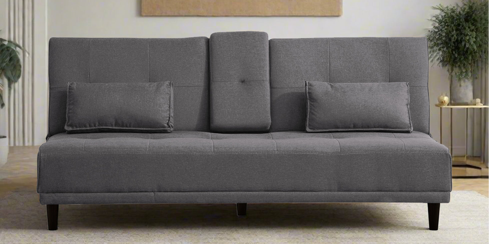 Jerry Fabric 3 Seater Convertible Sofa Cum Bed In Sudo Grey Colour - Febonic Living