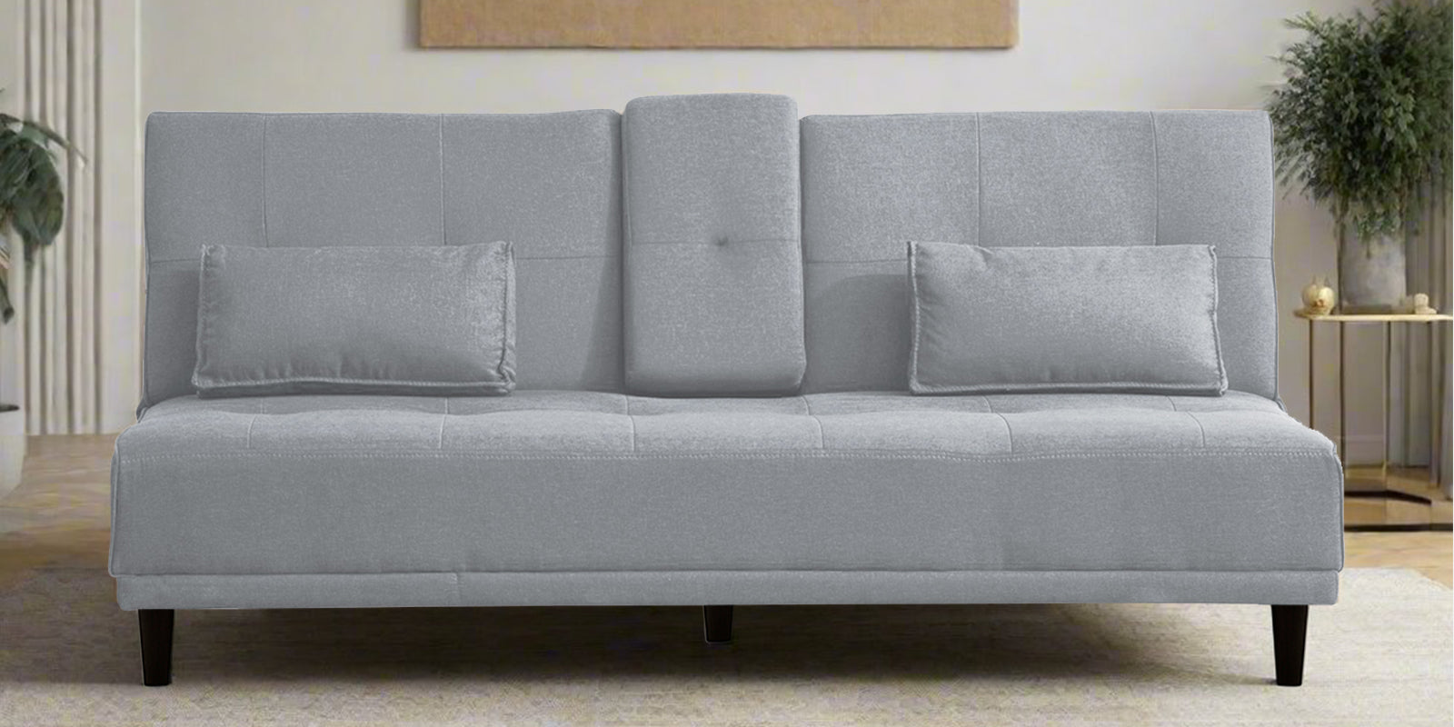 Jerry Fabric 3 Seater Convertible Sofa Cum Bed In Lit Gray Colour - Febonic Living
