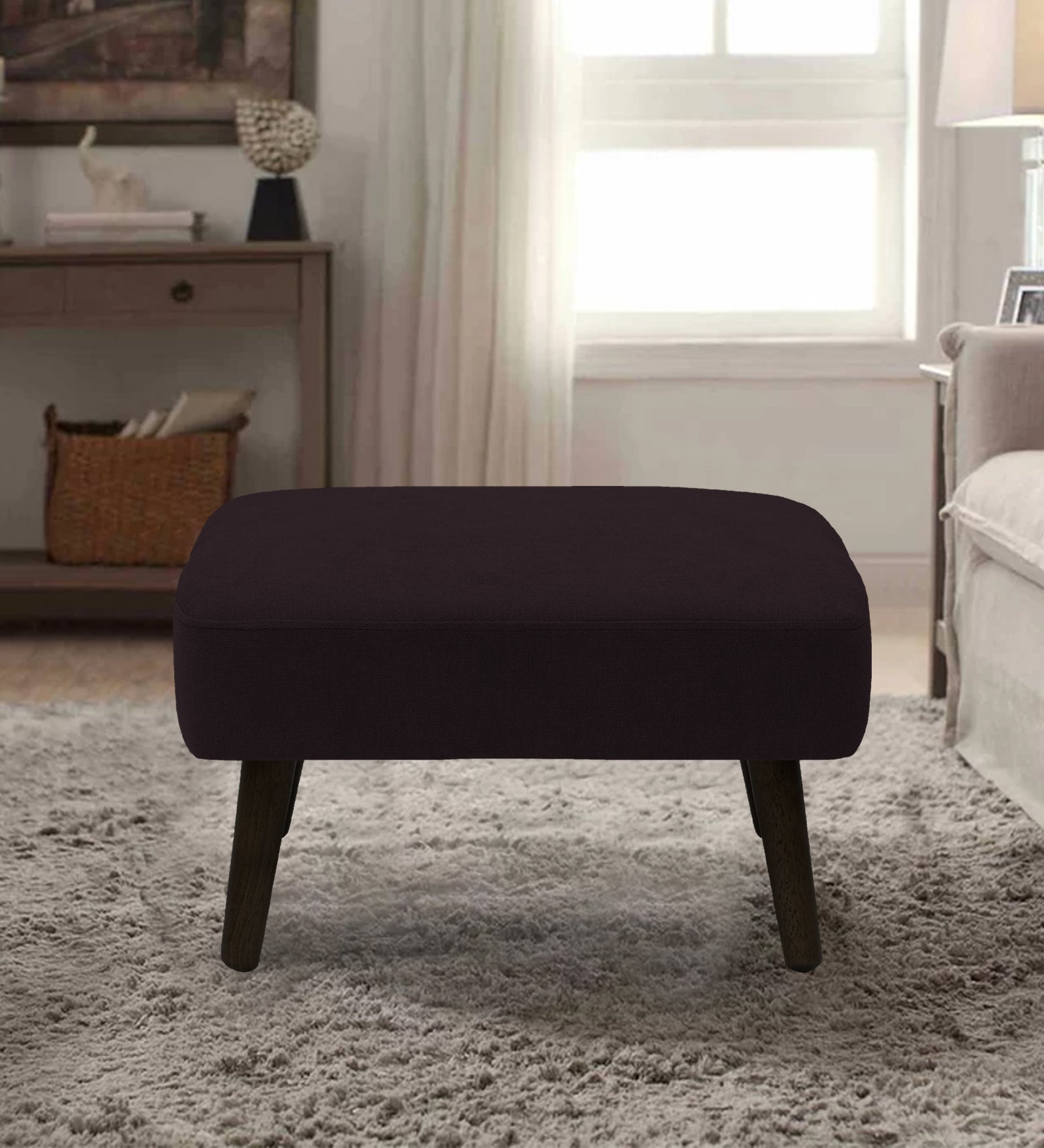 Luke Fabric Foot Stool In Cara Brown Colour - Febonic Living