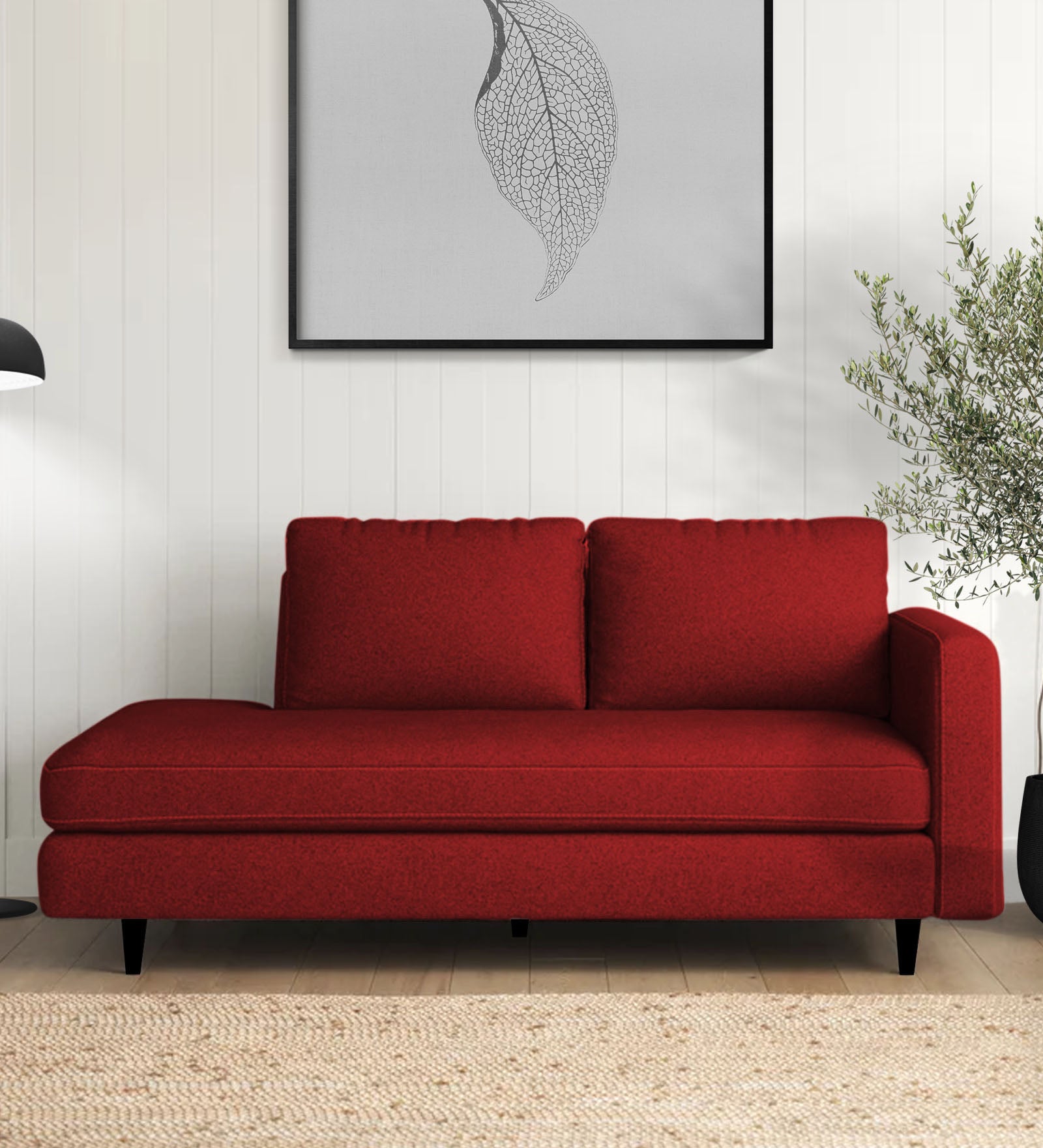 Alitza Fabric LHS Chaise Lounger In Blood Maroon Colour - Febonic Living