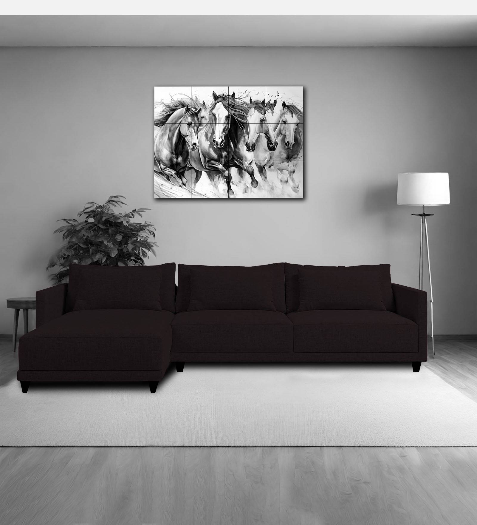 Kera Fabric RHS Sectional Sofa (3+Lounger) In Cara Brown Colour