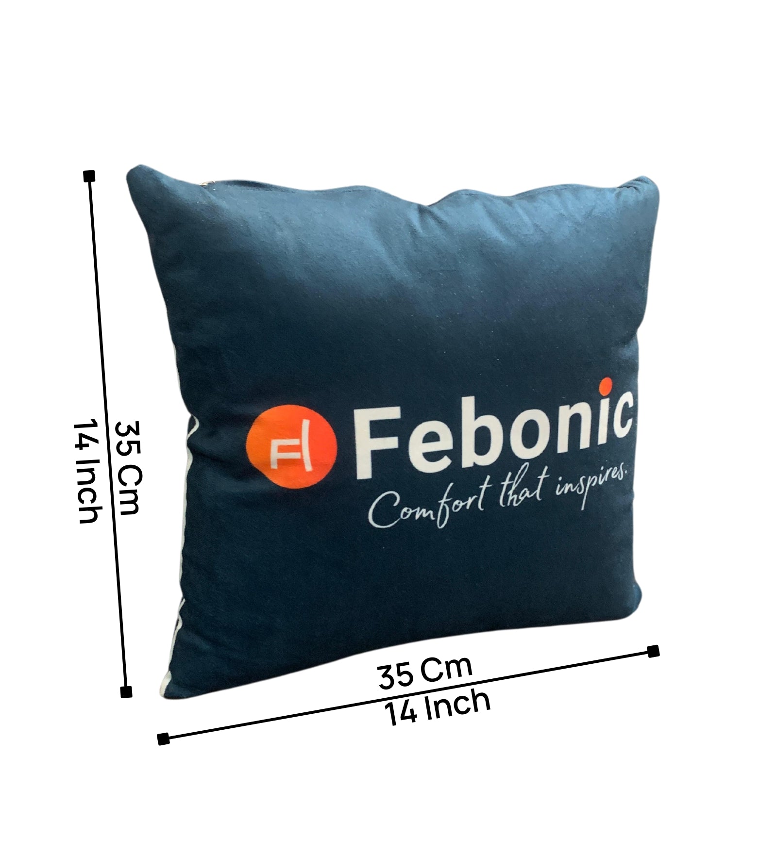 Febonic Velvet Fabric Geometric 14x14 inches Cushion + Covers (Pack of 2) In Dark Blue Colour