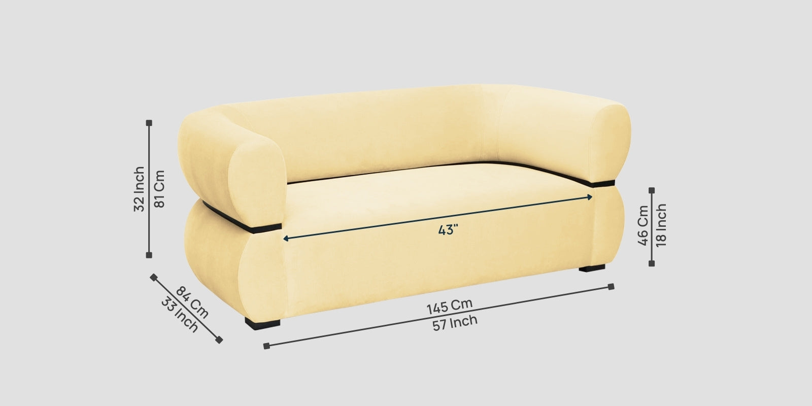 Kula Velvet 2 Seater Sofa In Sandy Beige Colour - Febonic Living