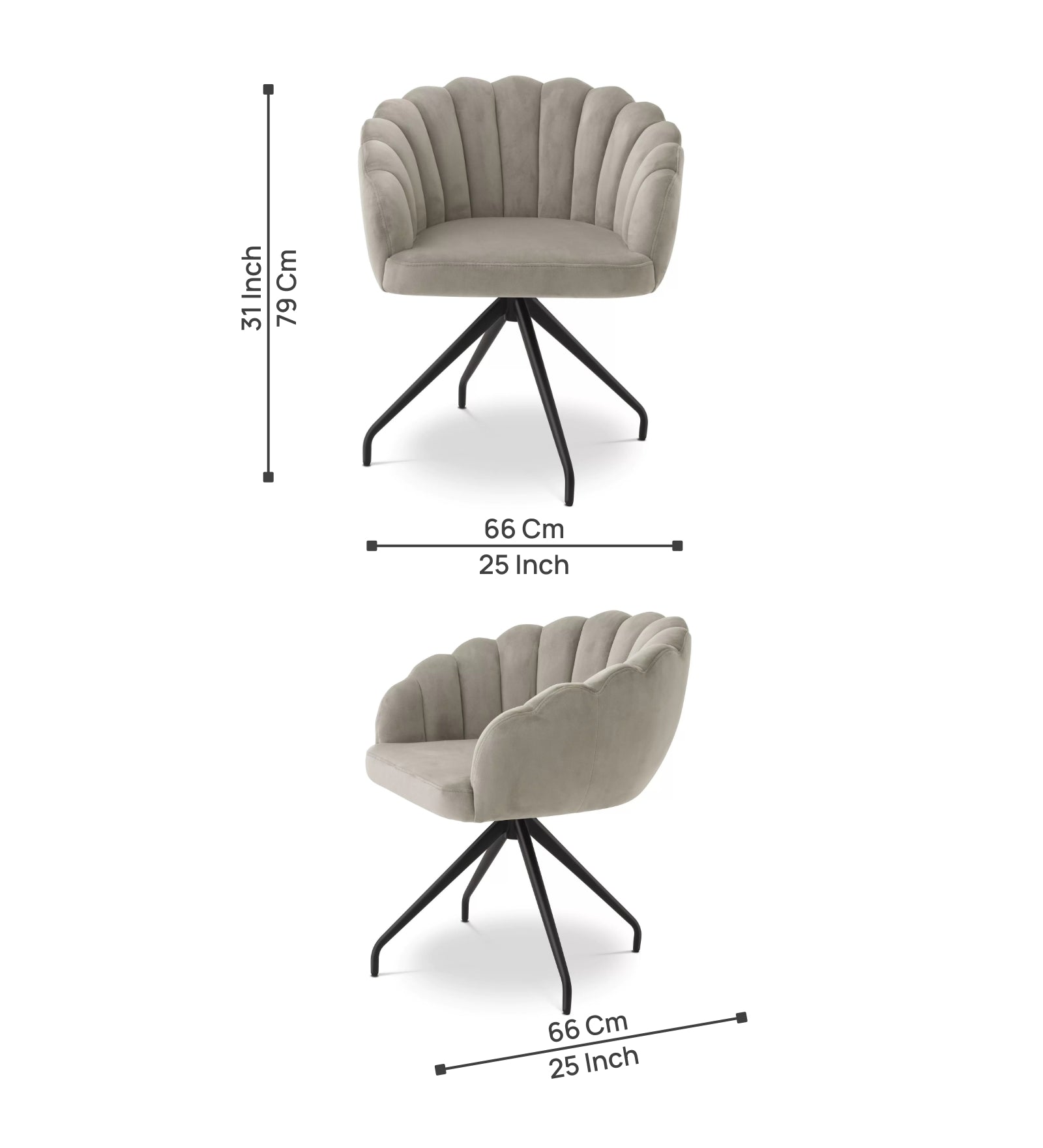 Bruno Velvet Swivel Chair In Cream Beige Colour - Febonic Living