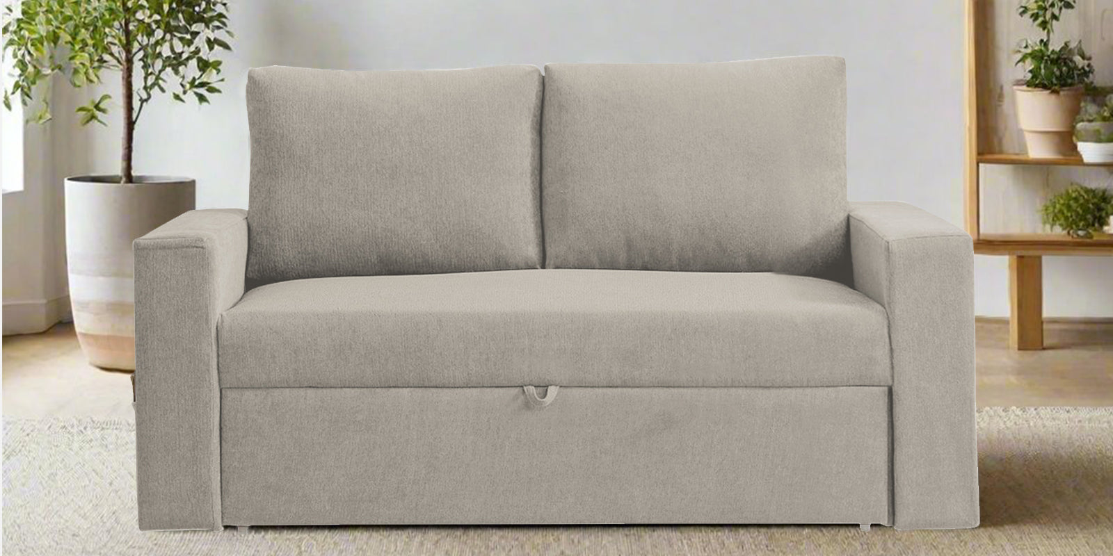 Kara Fabric 2 Seater Pull Out Sofa Cum Bed In Ash Grey Colour - Febonic Living