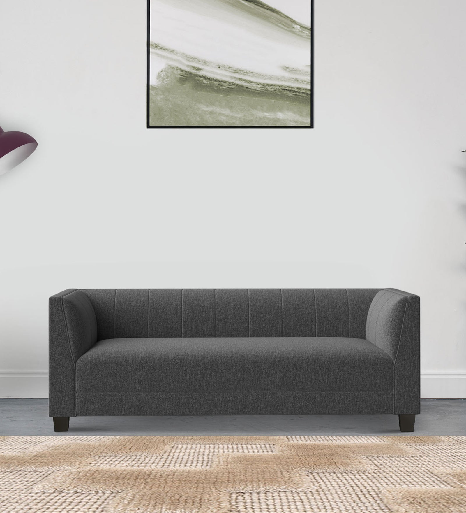 Chastin Fabric 3 Seater Sofa In Charcoal Grey Colour - Febonic Living