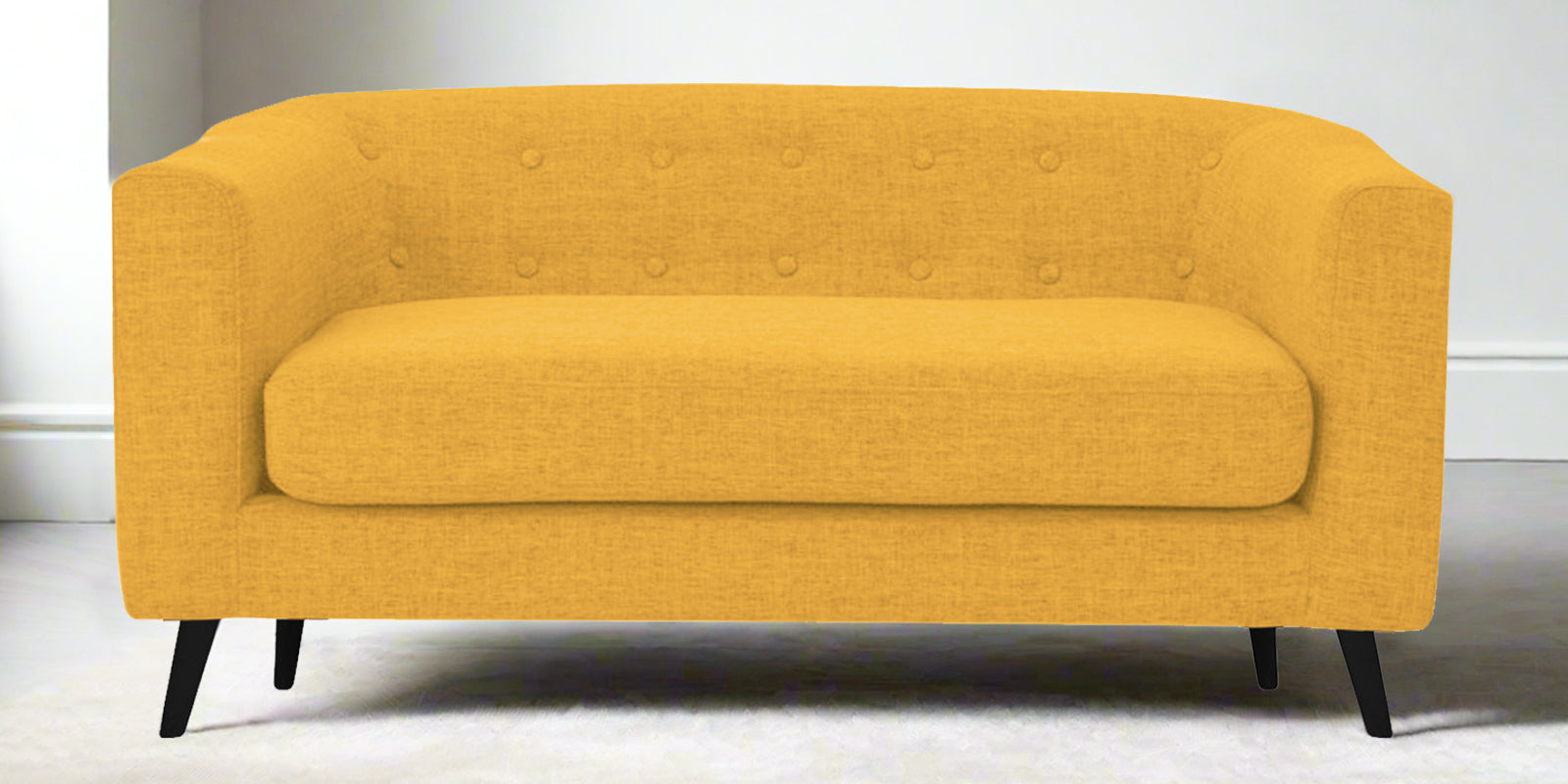 Casper Fabric 2 Seater Sofa In Bold Yellow Colour - Febonic Living