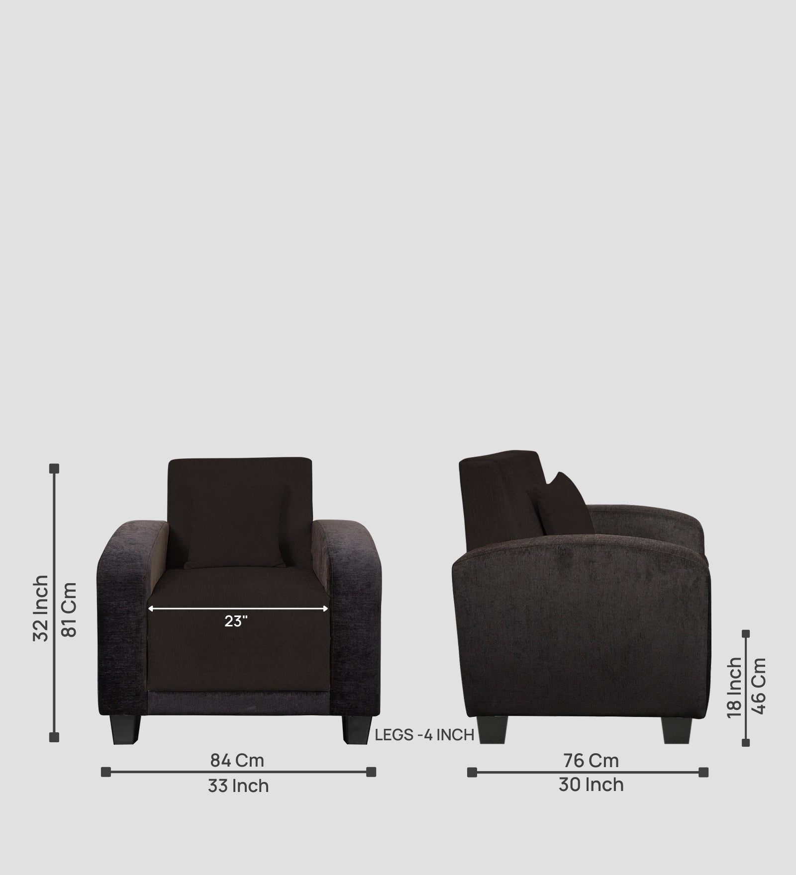 Alex Fabric 1 Seater Sofa In Cara Brown Colour - Febonic Living