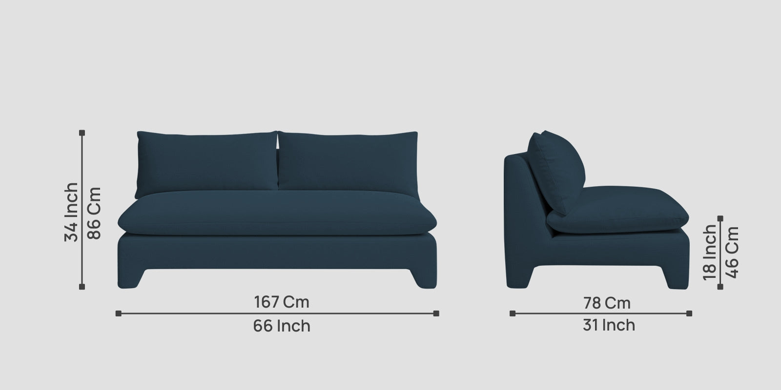 Azura Fabric 3 Seater Sofa In Cool Blue Colour - Febonic Living