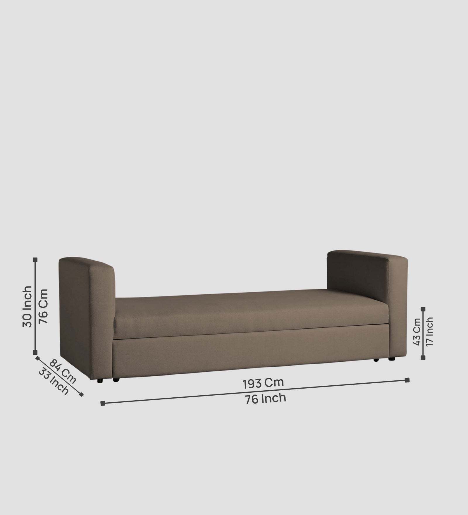 Tosy Fabric 3 Seater Pull Out Sofa Cum Bed In Hazel Beige Colour - Febonic Living