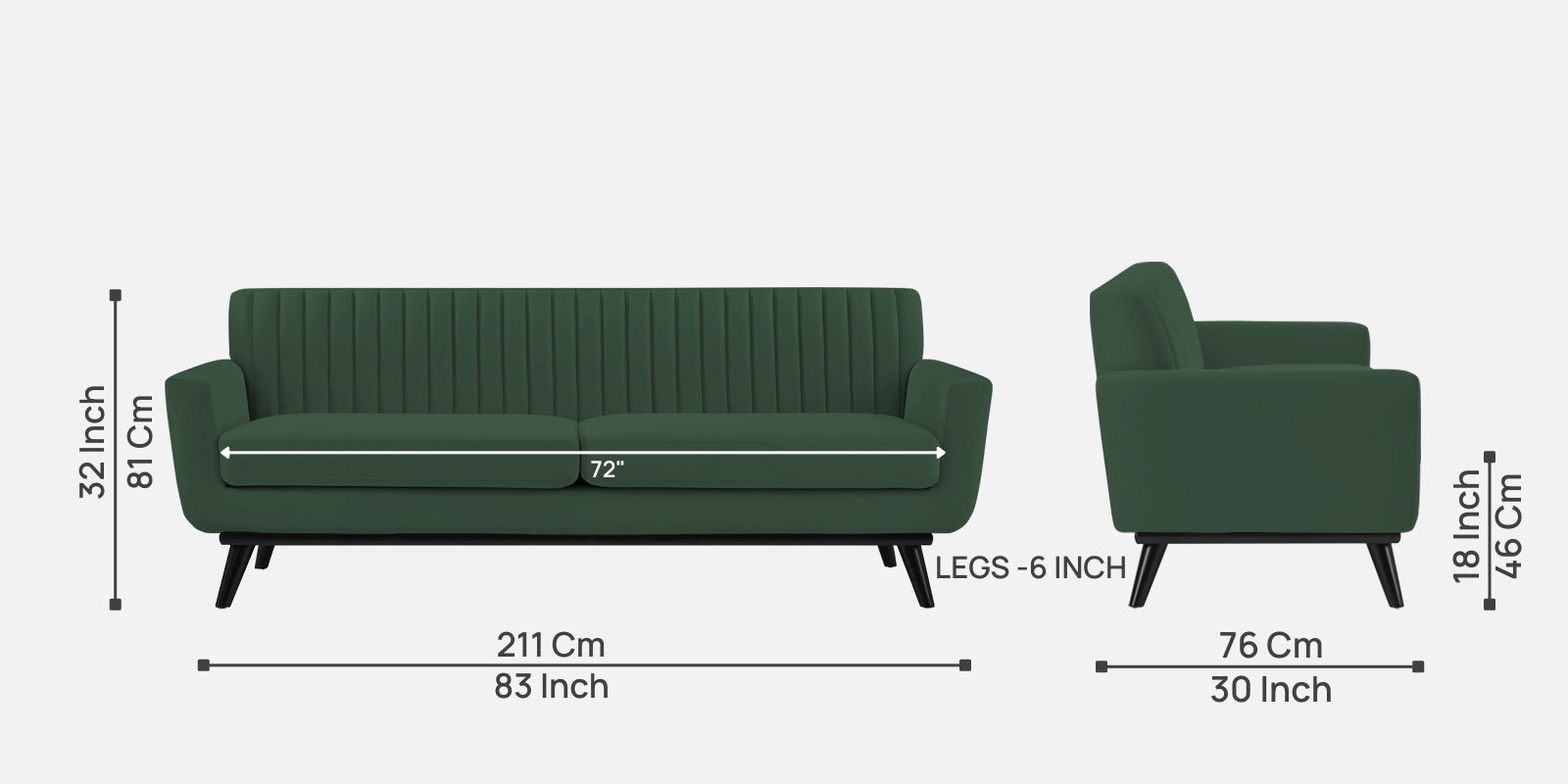 Tucker Velvet 3 Seater Sofa In Amazon Green Colour - Febonic Living