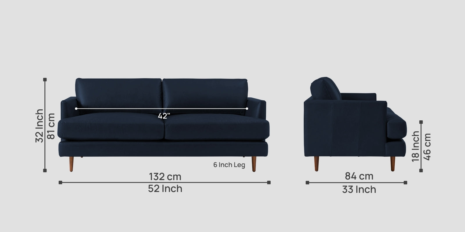 Sterio Leatherette 2 Seater Sofa In Berry Blue Colour - Febonic Living