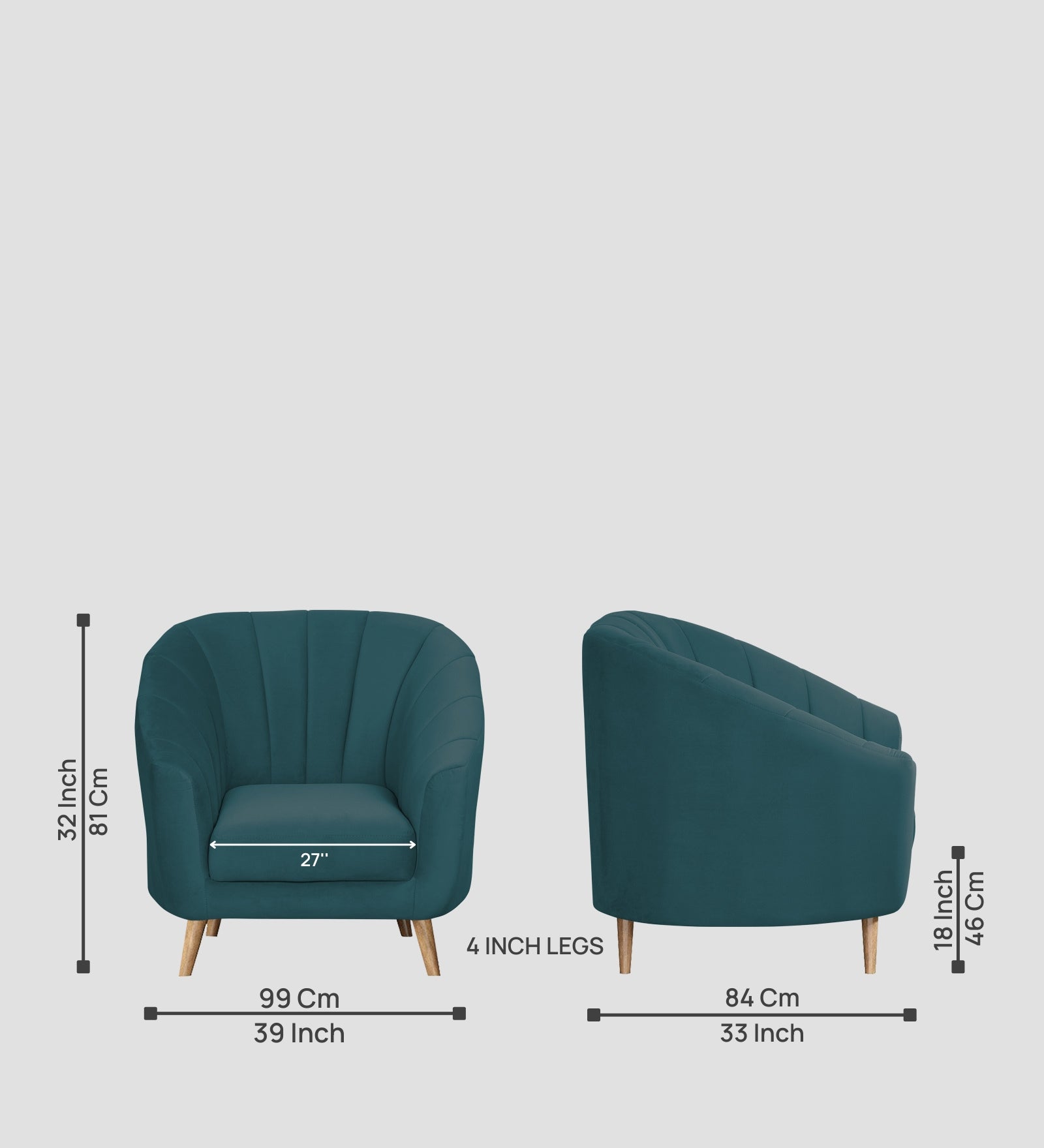 Kaylee Velvet 1 Seater Sofa In Arabian Green Colour - Febonic Living