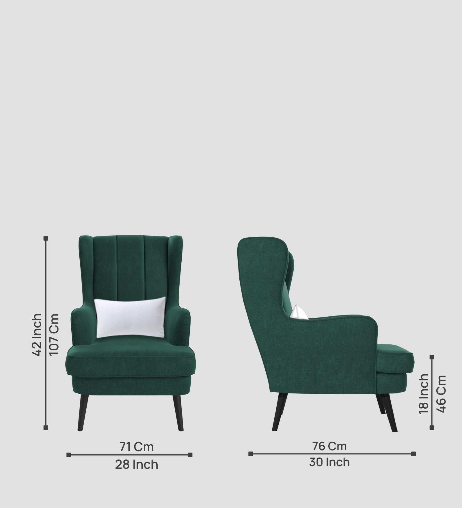 Niya Velvet Wing Chair In Amazon Green Colour - Febonic Living