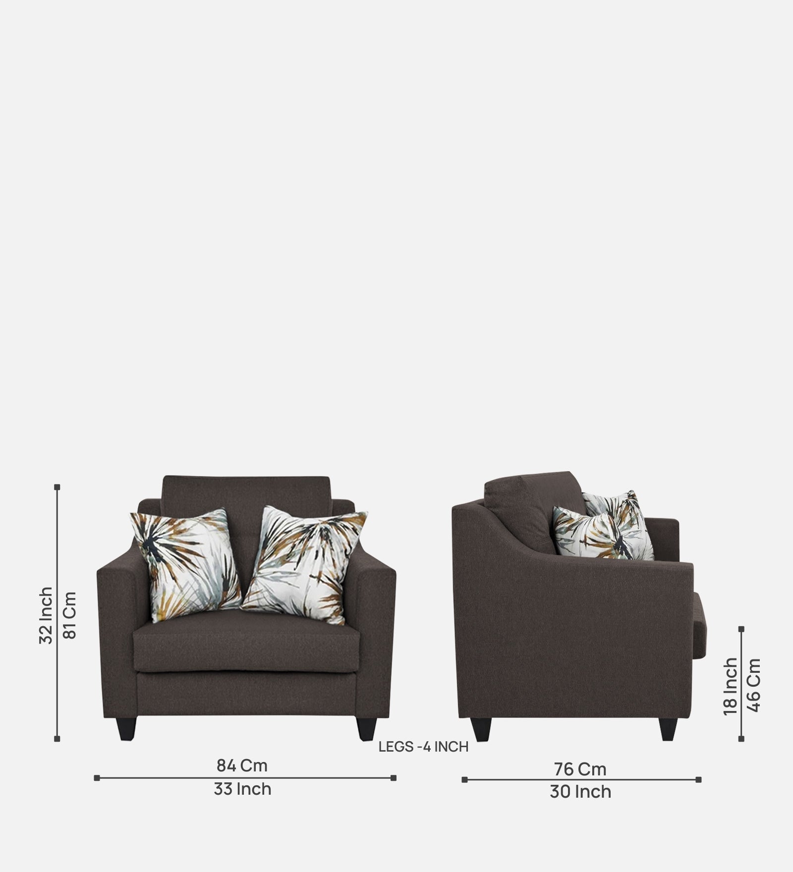 Welly Fabric 1 Seater Sofa In Caspa Brown Colour - Febonic Living