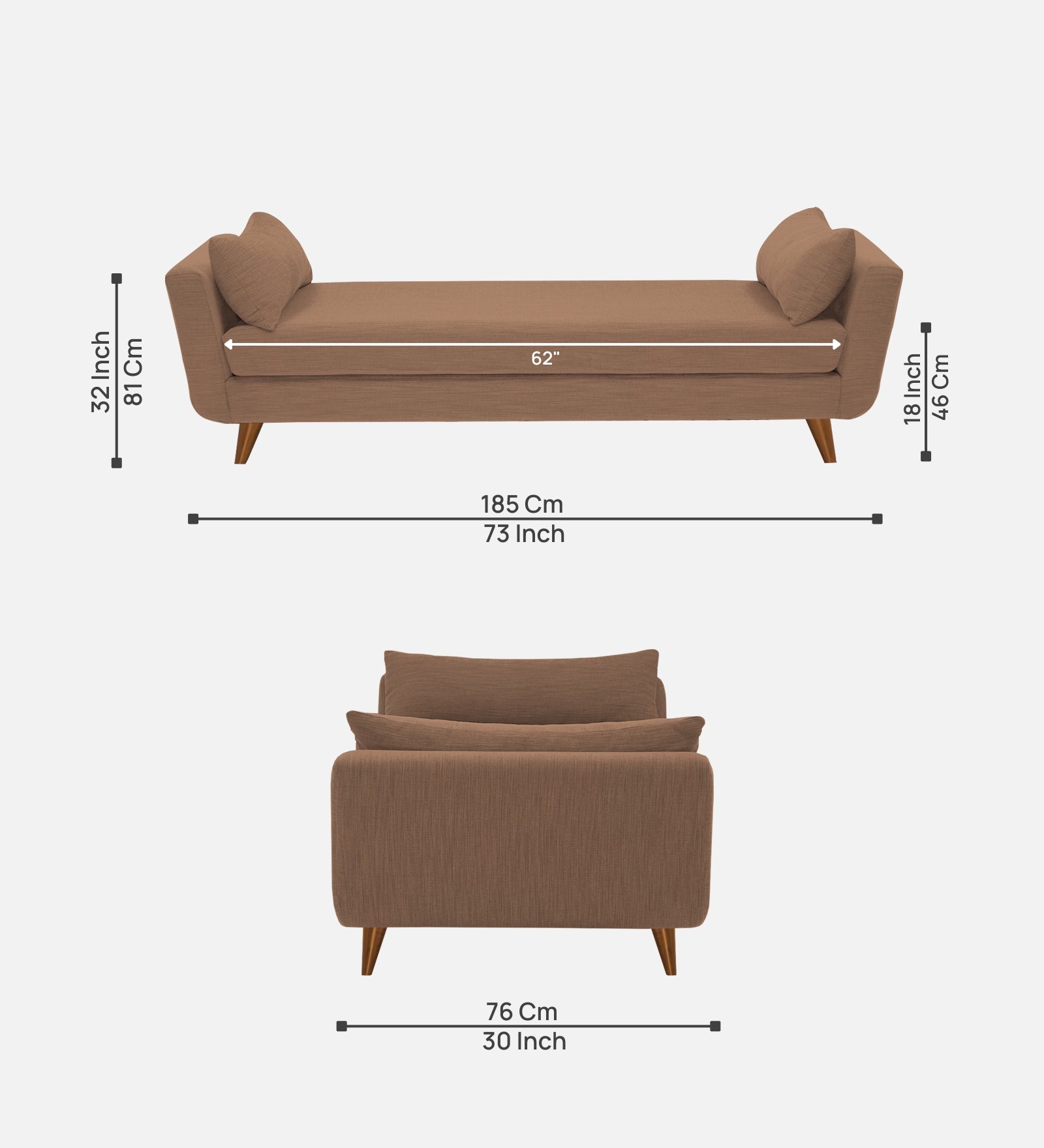 Jasmin Fabric Chaise Lounger In Cosmic Beige Colour - Febonic Living