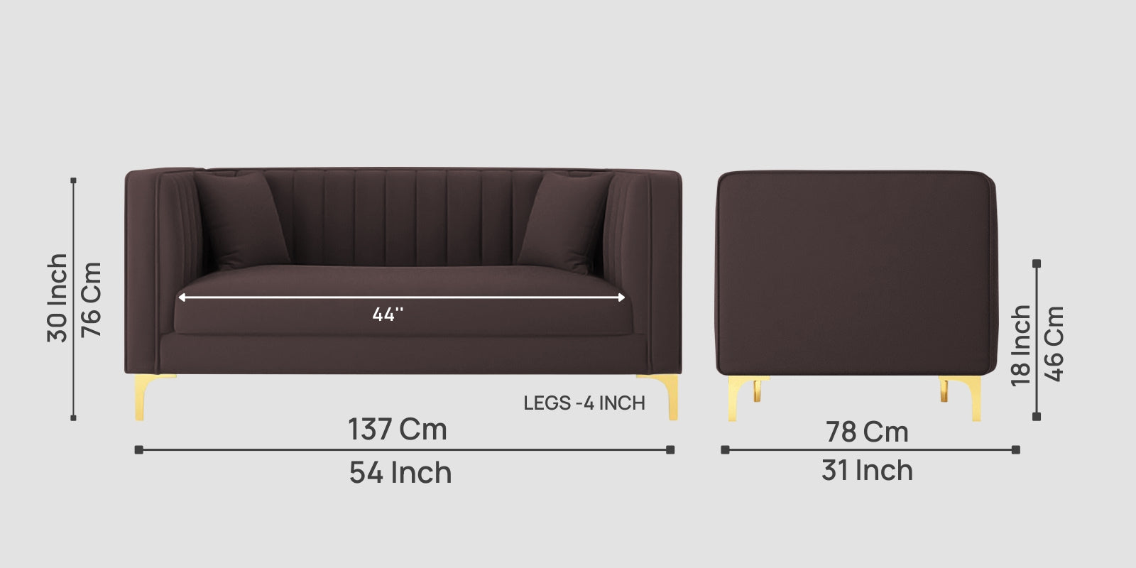 Saban Velvet 2 Seater Sofa in Mocha Brown Colour - Febonic Living