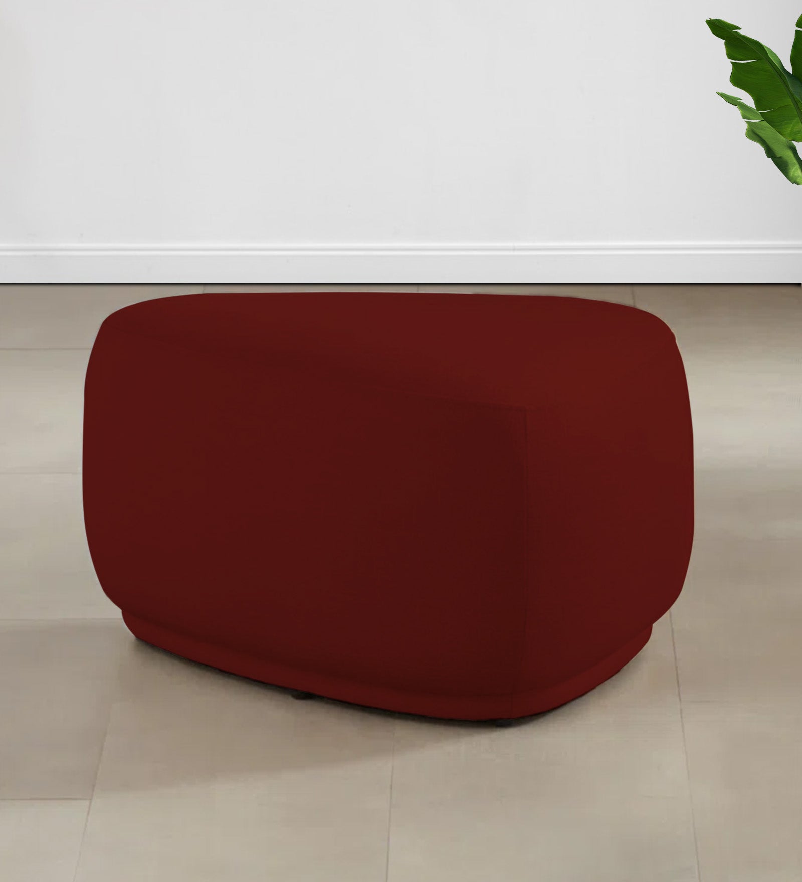 Nona Fabric Pouffe In Blood Maroon Colour - Febonic Living