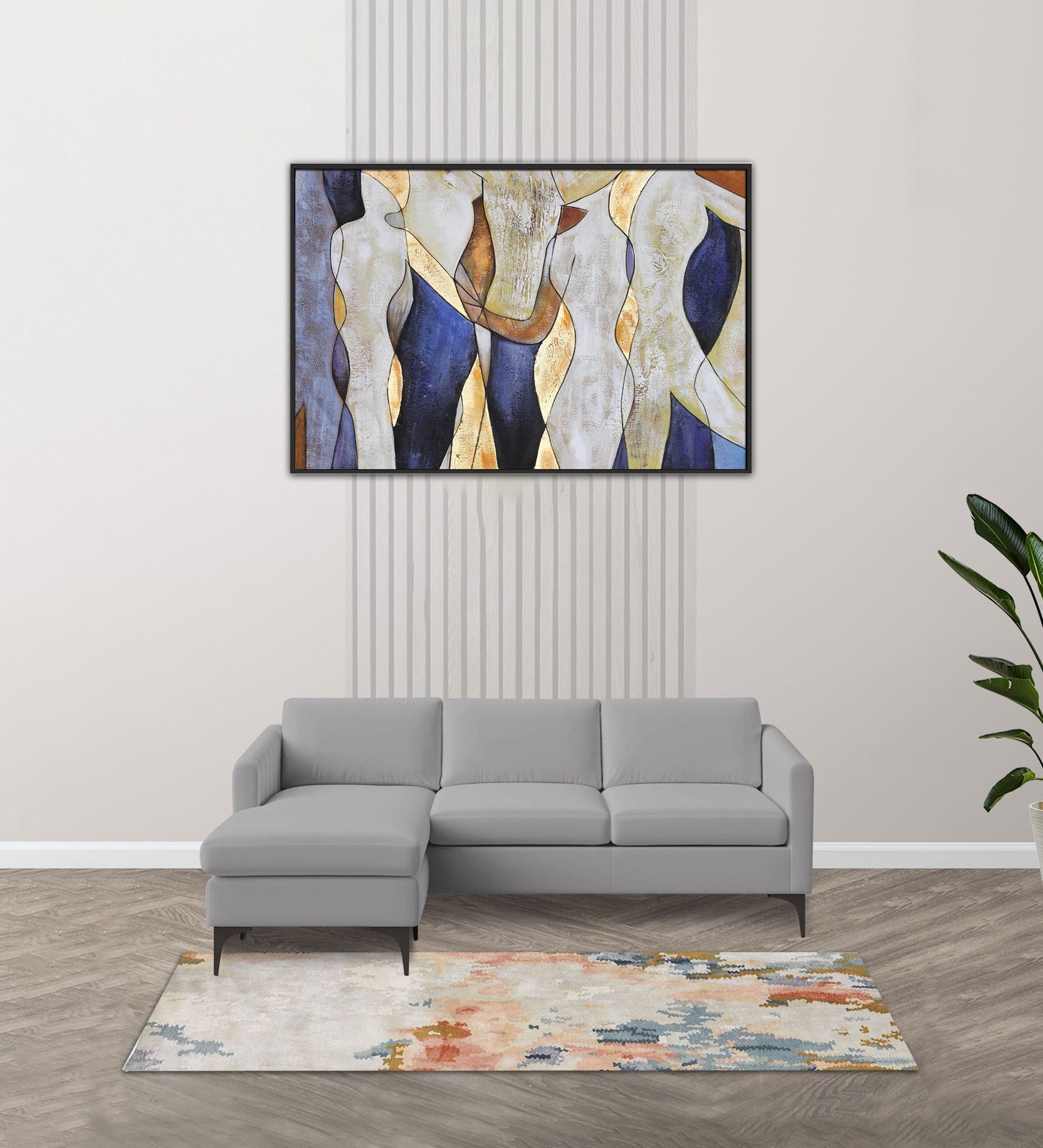 Haru Fabric RHS Sectional Sofa (2+Lounger) In Concrete Grey Colour - Febonic Living