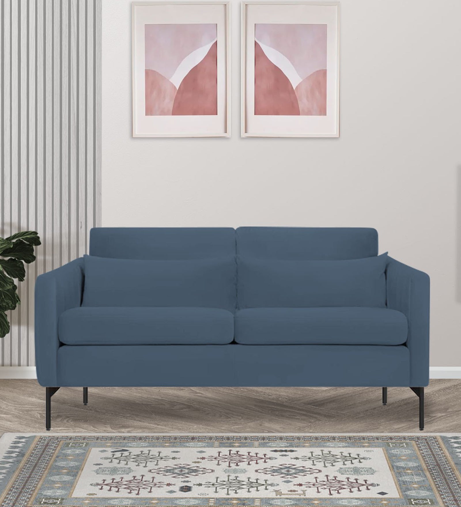 Haru Velvet 2 Seater Sofa In Oxford Blue Colour - Febonic Living