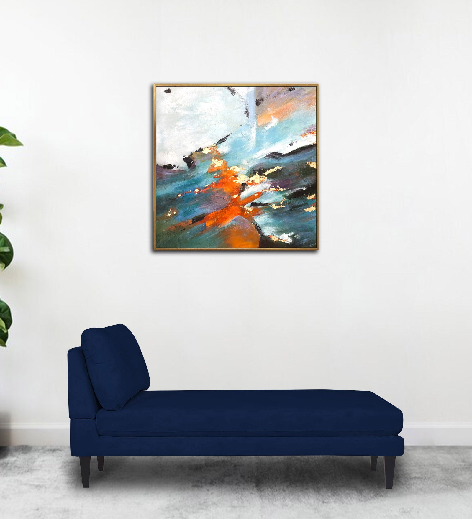 Nadia Fabric Armless Chaise Lounger In Royal blue Colour - Febonic Living