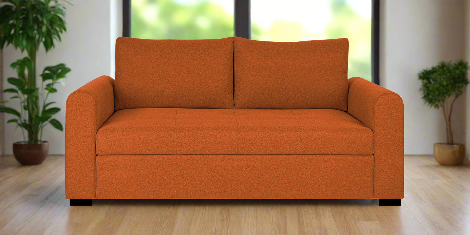 Sigma Fabric 2 Seater Sofa In Vivid Orange Colour - Febonic Living