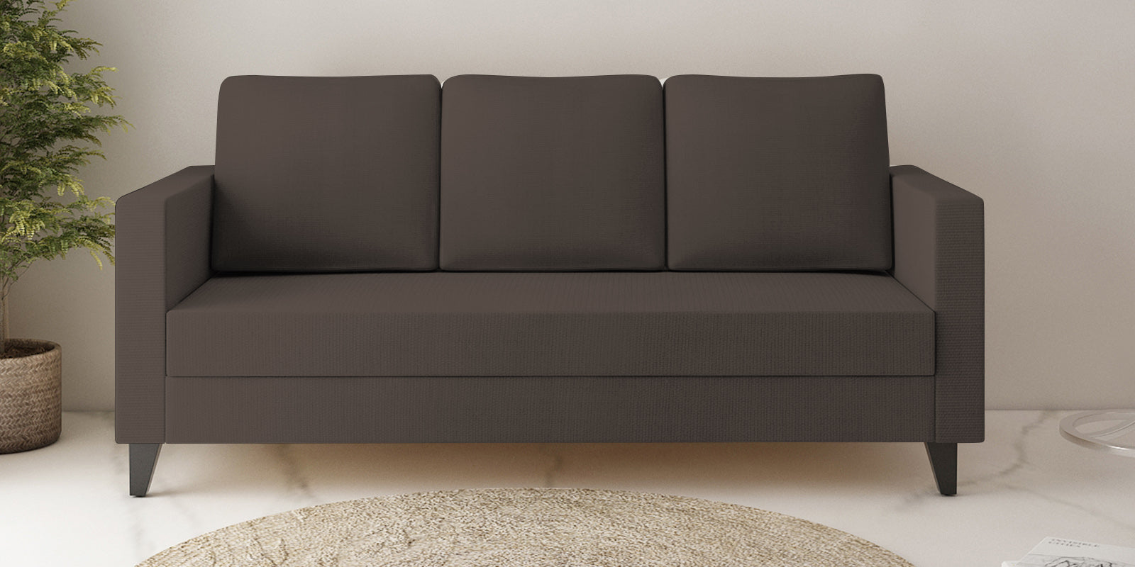 Nori Fabric 3 Seater Sofa In Caspa Brown Colour - Febonic Living