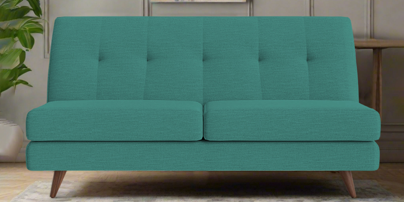 Jasmin Fabric 2 Seater Armless Sofa In Sea Green Colour - Febonic Living
