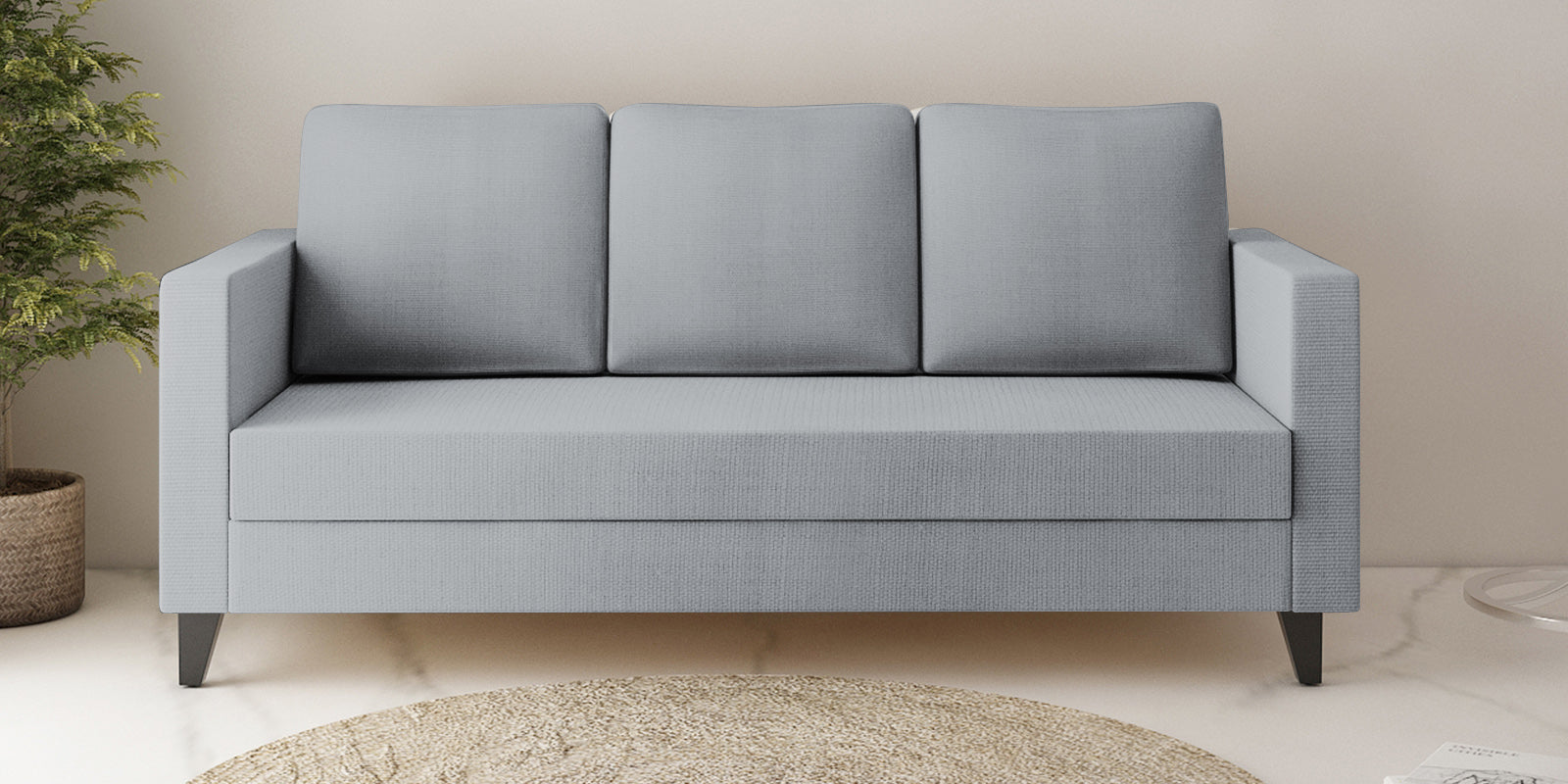 Nori Fabric 3 Seater Sofa In Coin Grey Colour - Febonic Living