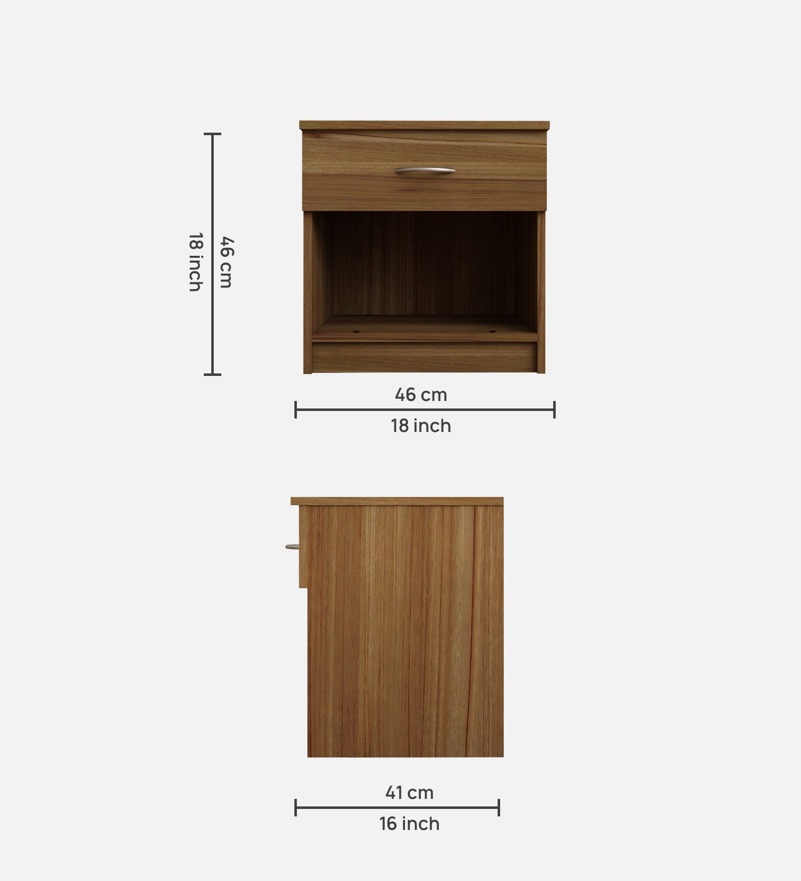 Zeebo Bedside Table With Drawer In Oral Walnut Finish - Febonic Living