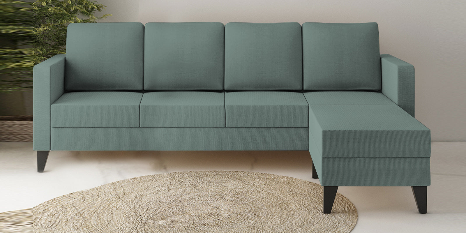 Nori Fabric LHS Sectional Sofa (3+Lounger) In Suka Blue Colour - Febonic Living