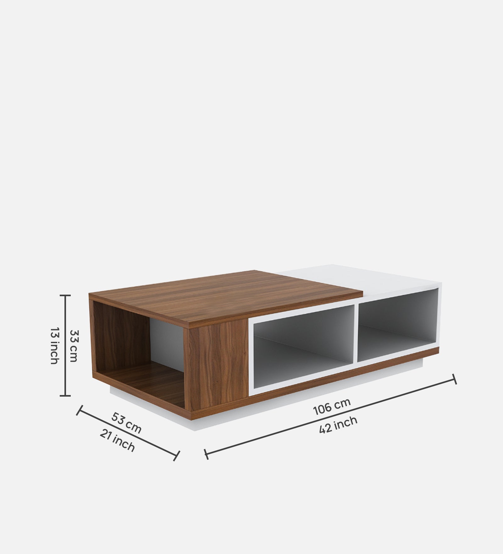 Bumi Coffee Table In Oral Walnut & Frosty White Finish - Febonic Living