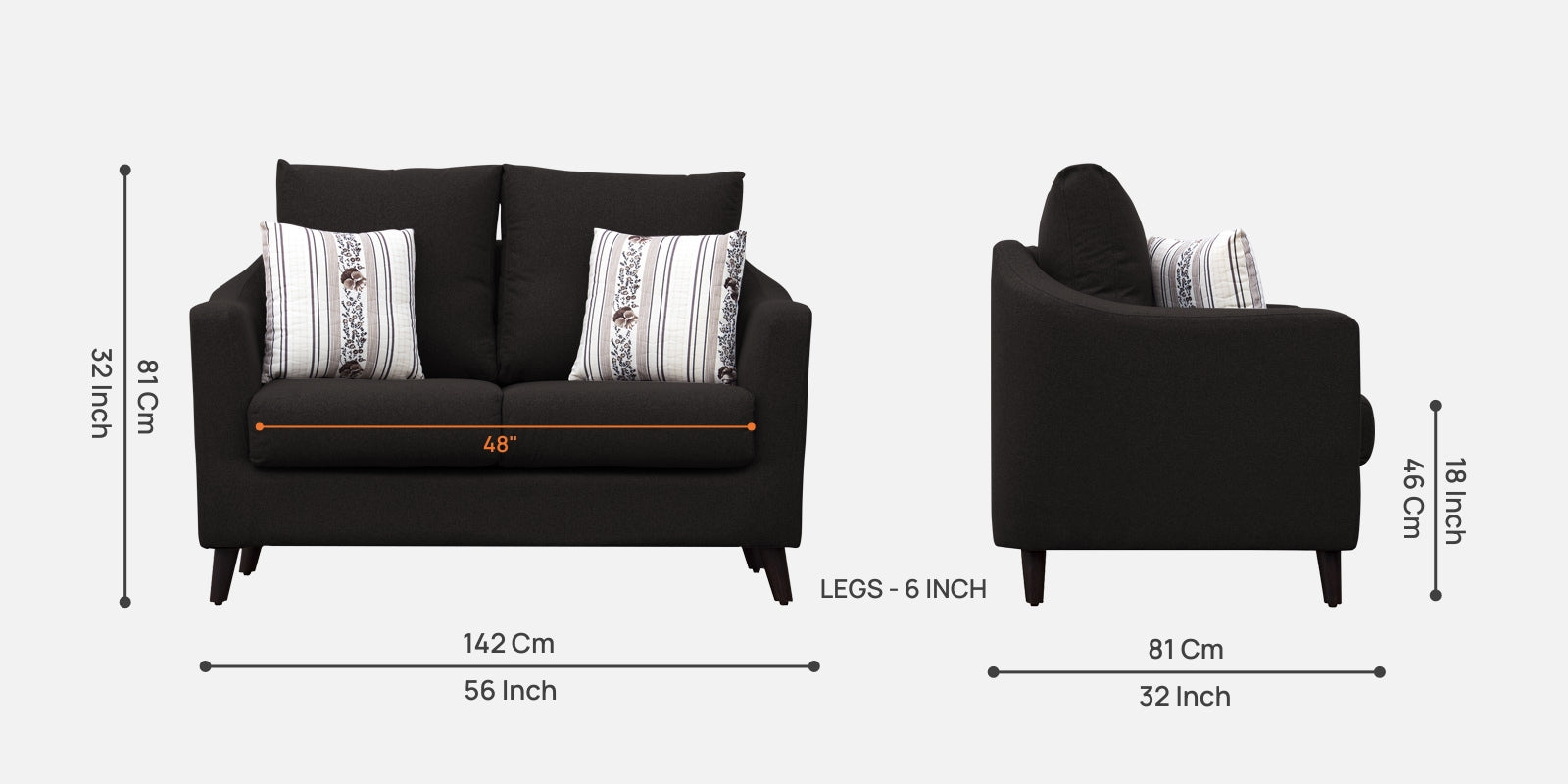 Kevin Fabric 2 Seater Sofa In Cara Brown Colour - Febonic Living