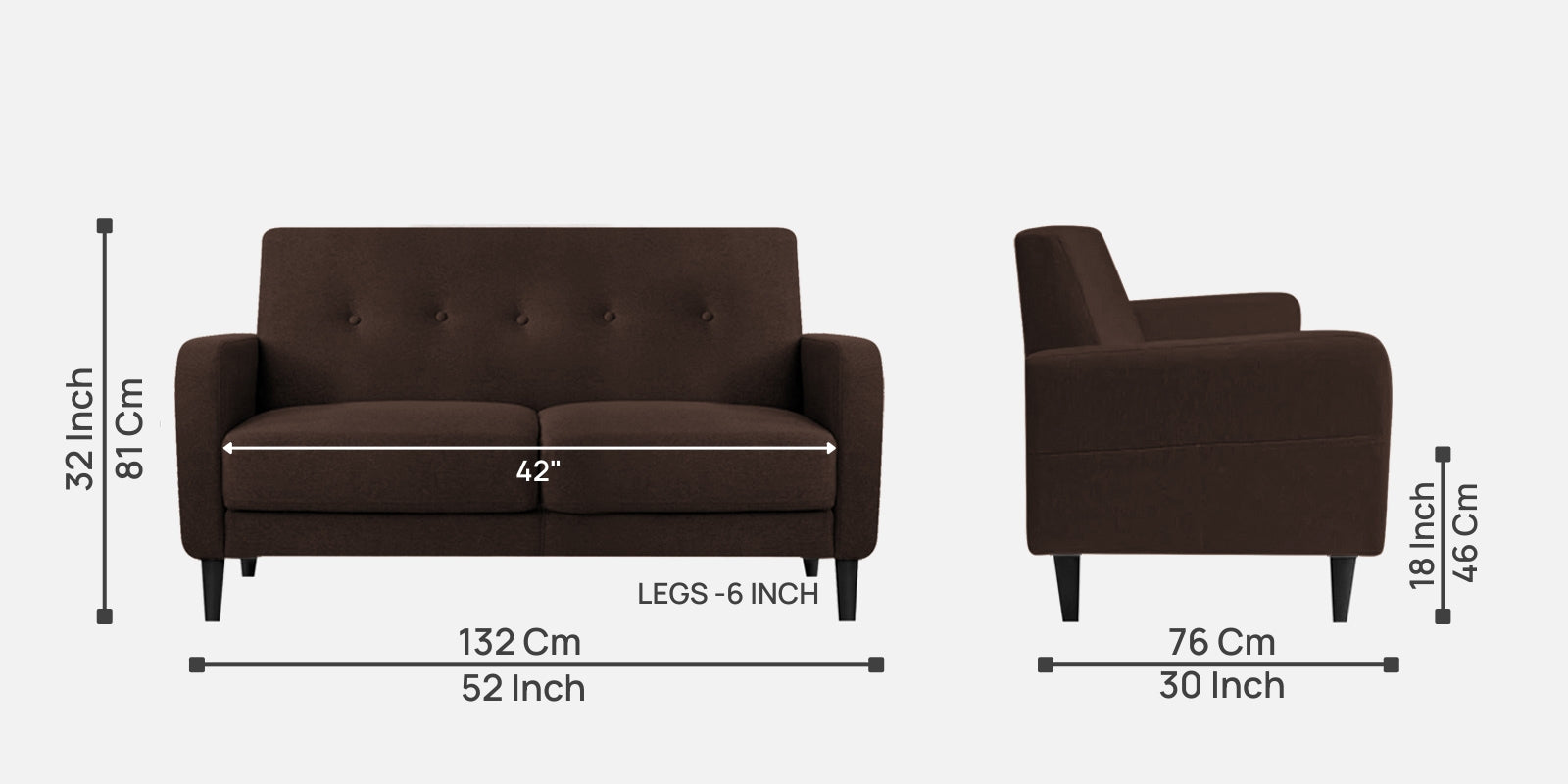 Marq Fabric 2 Seater Sofa In Coffee Brown Colour - Febonic Living
