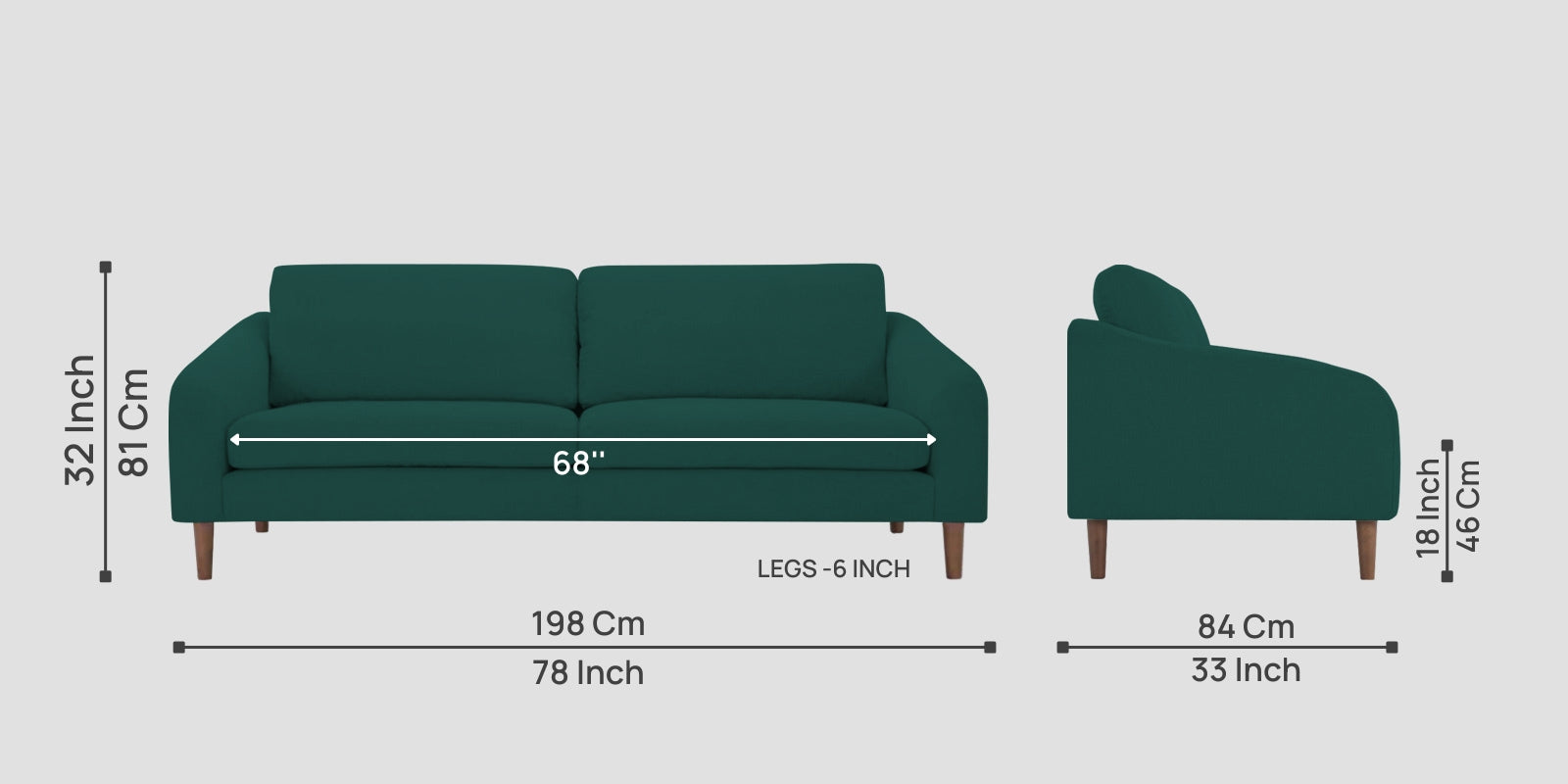 Elara Fabric 3 Seater Sofa in Sage Green Colour - Febonic Living