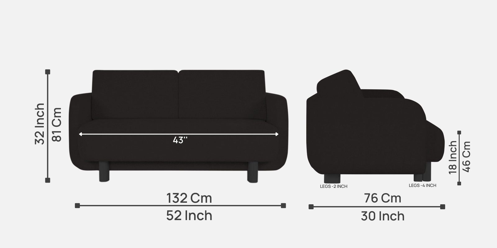 Varu Fabric 2 Seater Sofa In Cara Brown Colour - Febonic Living