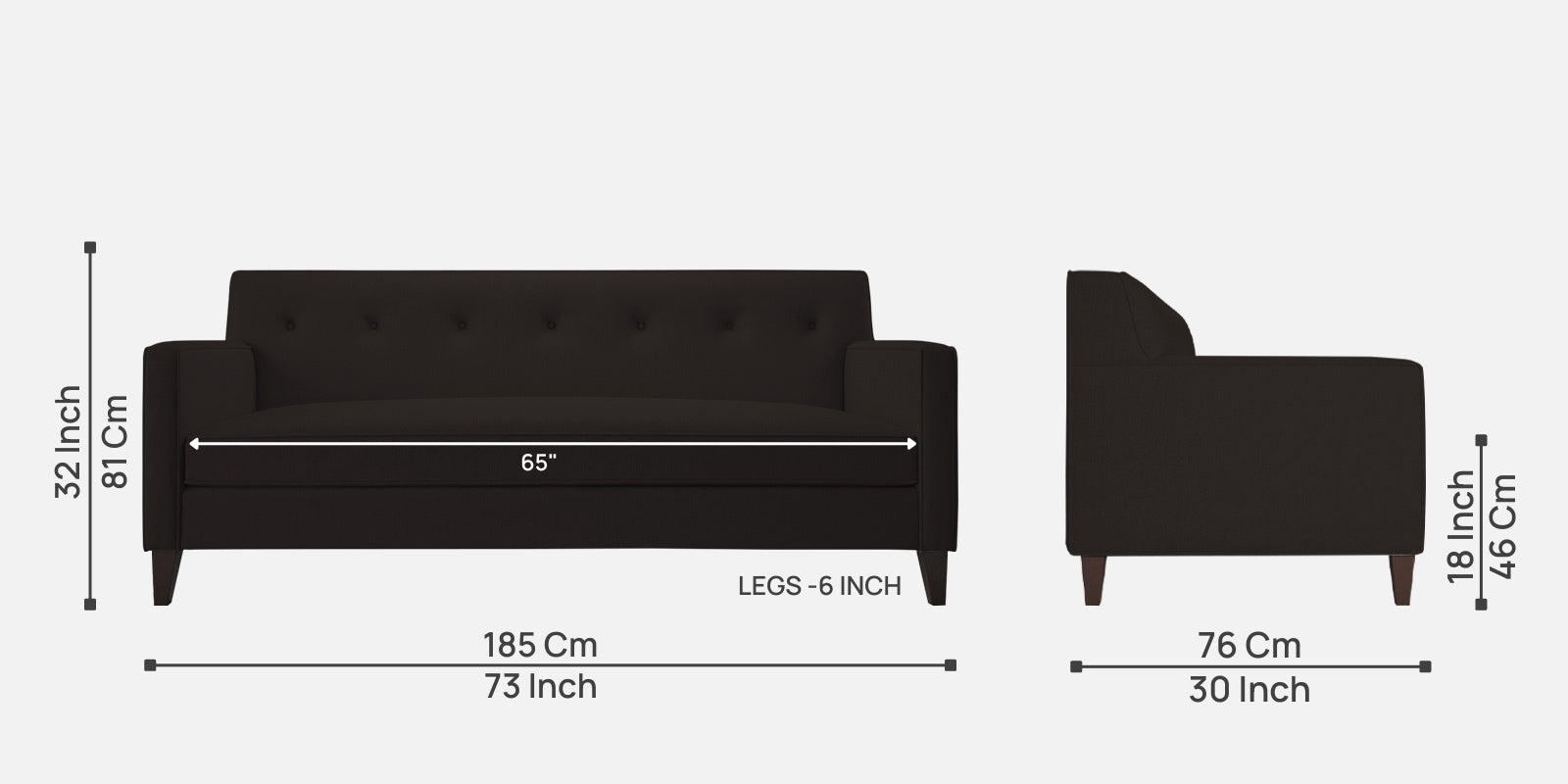 Miller Fabric 3 Seater Sofa In Cara Brown Colour - Febonic Living