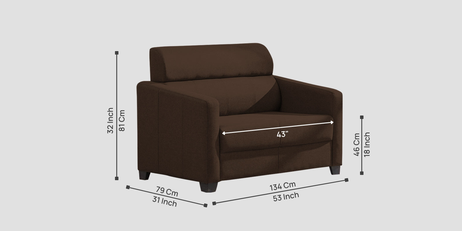 Devo Fabric 2 Seater Sofa In Cidar Brown Colour - Febonic Living