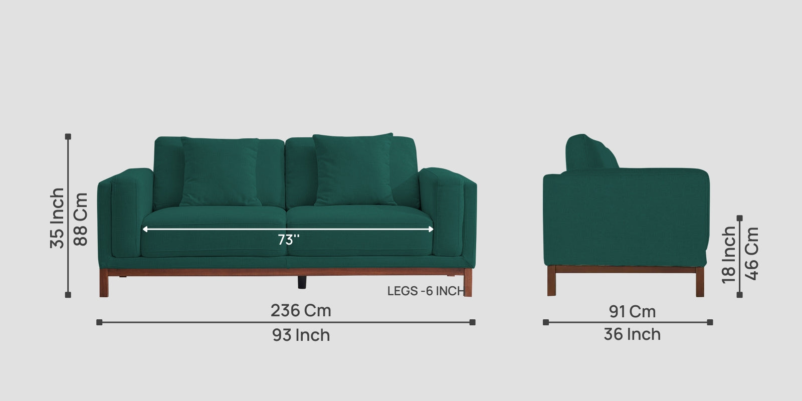 Borry Fabric 3 Seater Sofa in Sage Green Colour - Febonic Living