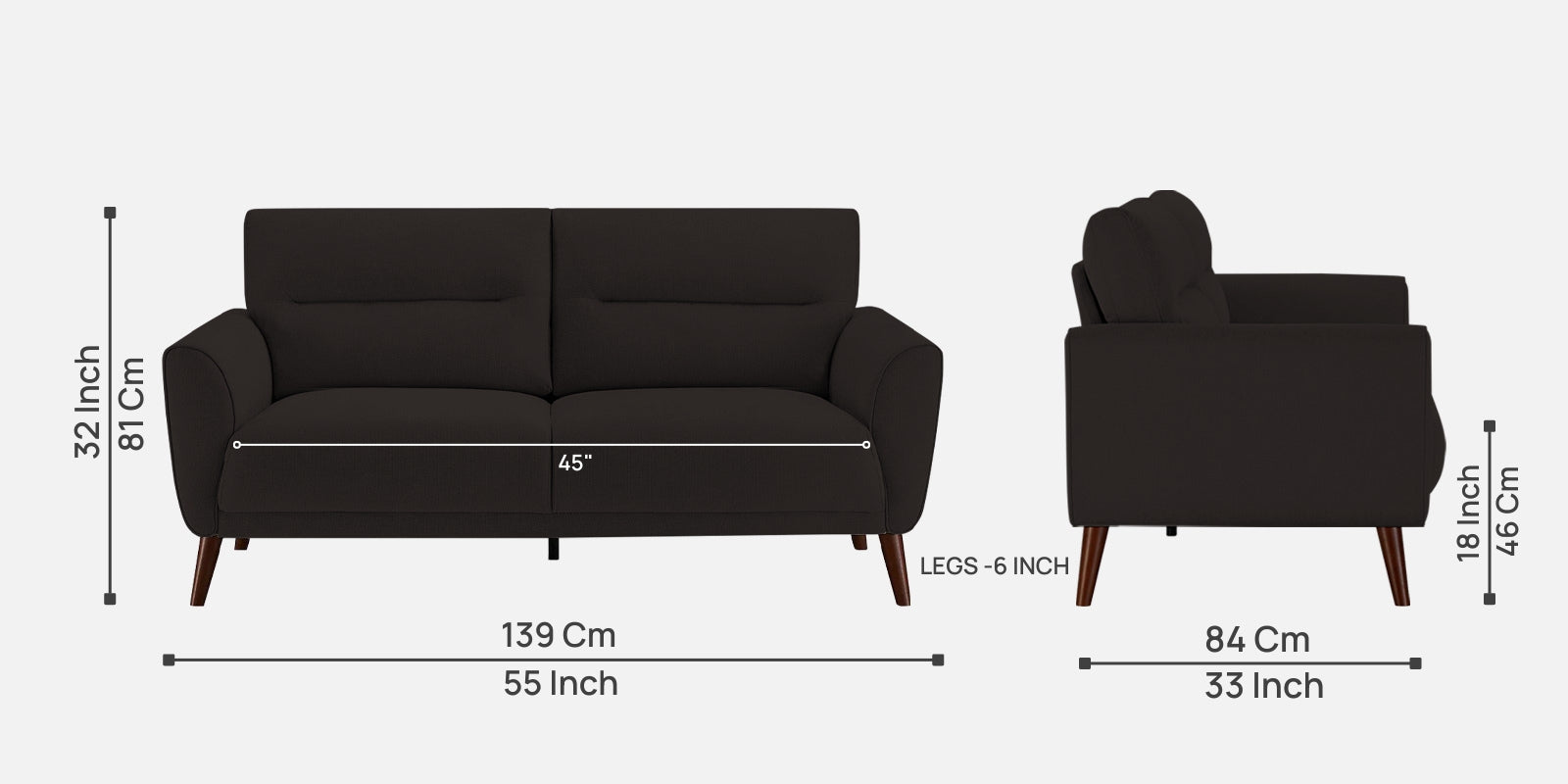 Castro Fabric 2 Seater Sofa In Cara Brown Colour - Febonic Living