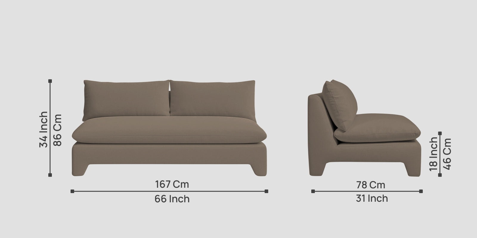 Azura Fabric 3 Seater Sofa In Hazel Beige Colour - Febonic Living
