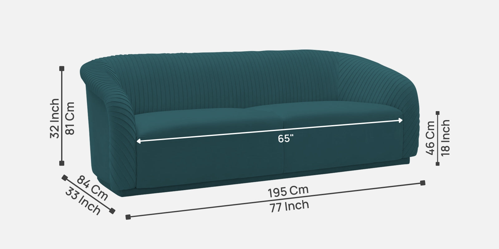 Yara Velvet Fabric 3 Seater Sofa In Arabian Green Colour - Febonic Living